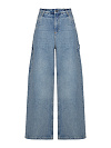 Джинсы из хлопка широкие,голубого цвета YANA Jeans, вышивка рыбы 