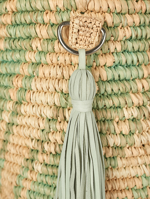 Бежевая плетеная сумка с узором, 4