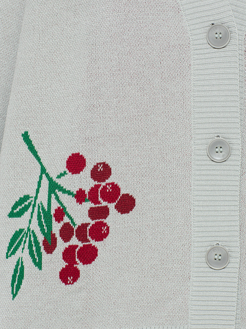 Серый трикотажный кардиган с рябиной, 3