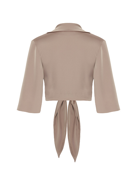 Коричневая укороченная блузка на завязках, 2