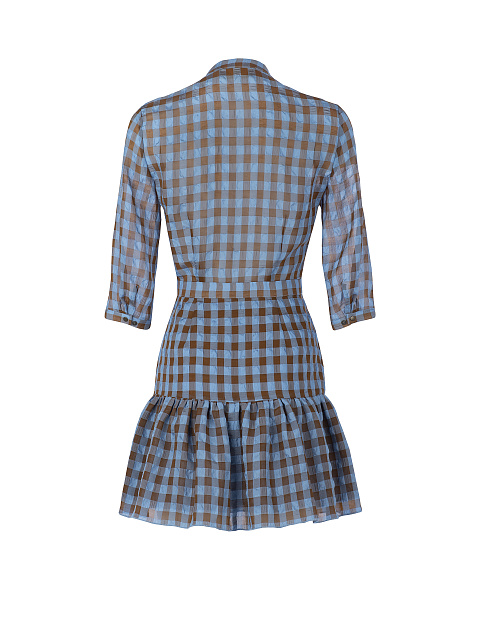 Платье-мини в коричнево-синюю клетку, 2