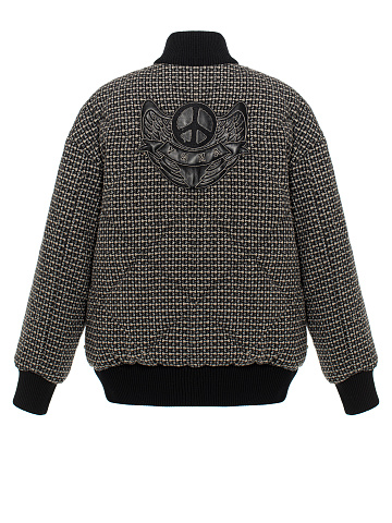 Черный бомбер из шерсти в клетку, 2