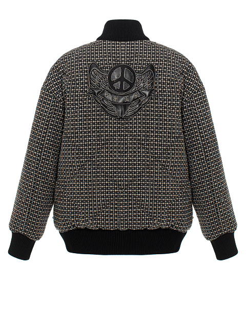Черный бомбер из шерсти в клетку, 2
