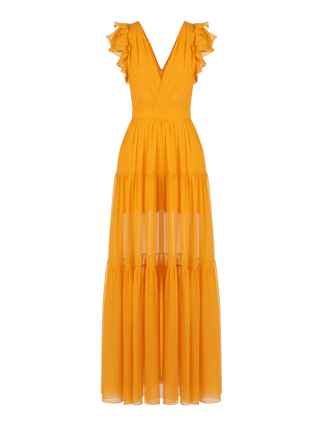 Оранжевое платье-миди из шифона, 1