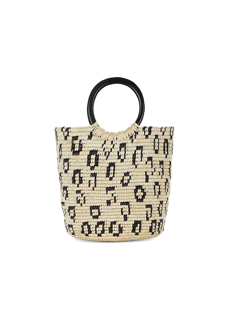 Бежевая плетеная сумка с орнаментом, 3