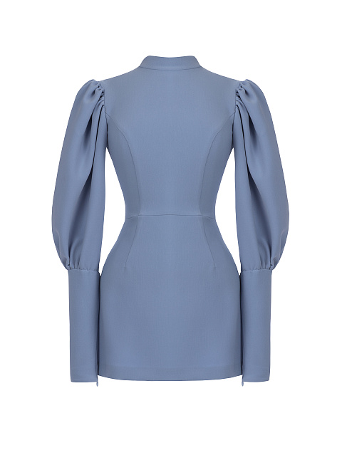 Голубое платье-мини с открытой спиной, 1