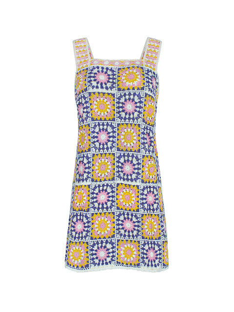 Фиолетовое вязаное платье-мини в технике кроше, 1 Фиолетовое вязаное платье-мини в технике кроше, 1