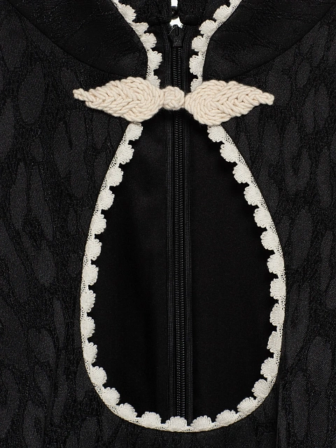 Черное платье-мини из жаккарда с леопардовым узором, 3