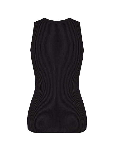 Черный топ-лапша с круглым вырезом из трикотажа, 2