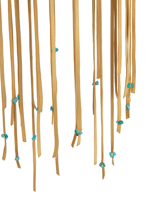 Коричневый жилет из замши с вышивкой и бахромой, 4