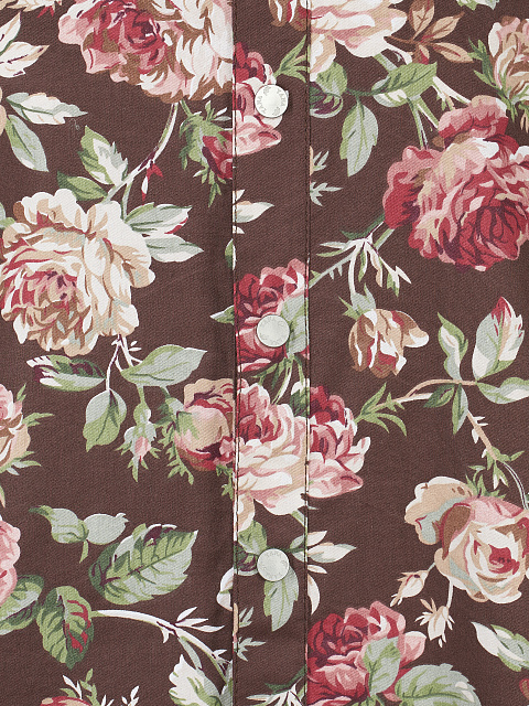 Коричневая рубашка с цветочным принтом и бахромой, 3