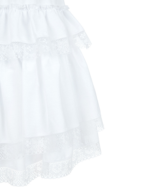 Белая хлопковая юбка с воланами и кружевом, 3