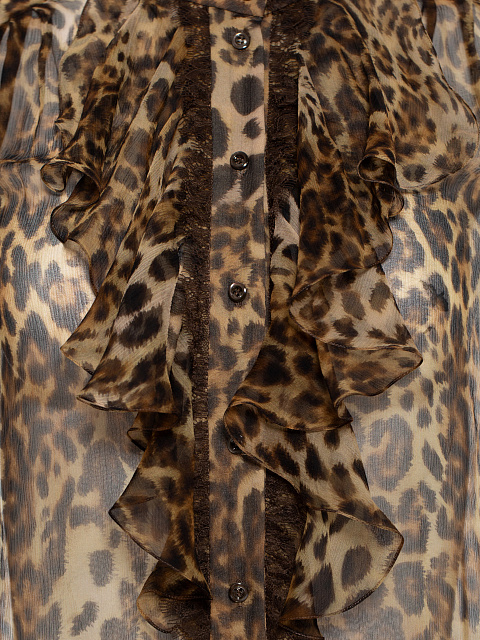 Блузка из шифона с леопардовым принтом и кружевом, 4 Блузка из шифона с леопардовым принтом и кружевом, 4