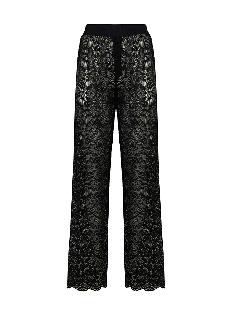 Черный кружевной костюм из рубашки и брюк, 4
