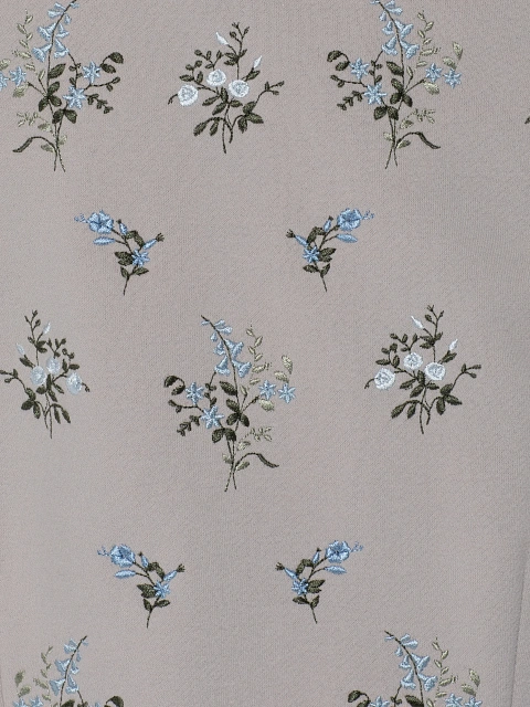 Светло-серая толстовка с баской и цветочной вышивкой, 4