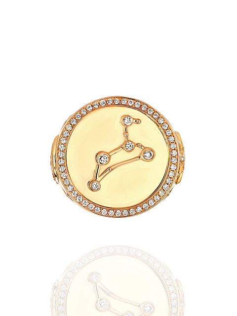 Кольцо-гороскоп из желтого золота с созвездием и бриллиантами, 2