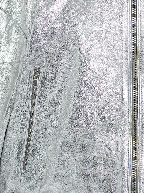 Серебристый бомбер из мятой кожи, 7