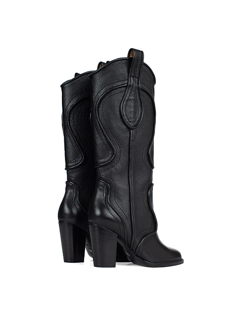 Черные кожаные сапоги на каблуке, 3 Черные кожаные сапоги на каблуке, 3