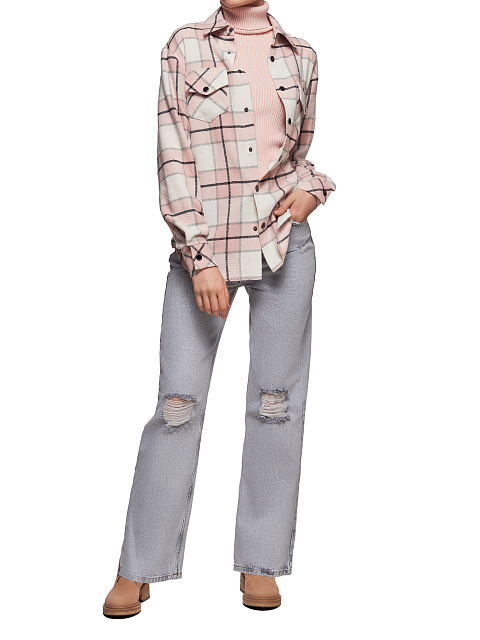 Розово-белая рубашка из плотной шерсти в клетку, 6 Розово-белая рубашка из плотной шерсти в клетку, 6