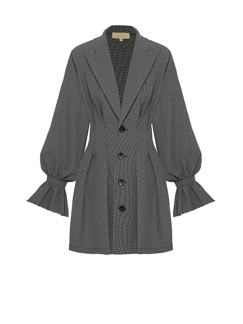 Серое платье-жакет с объемными рукавами, 1 Серое платье-жакет с объемными рукавами, 1