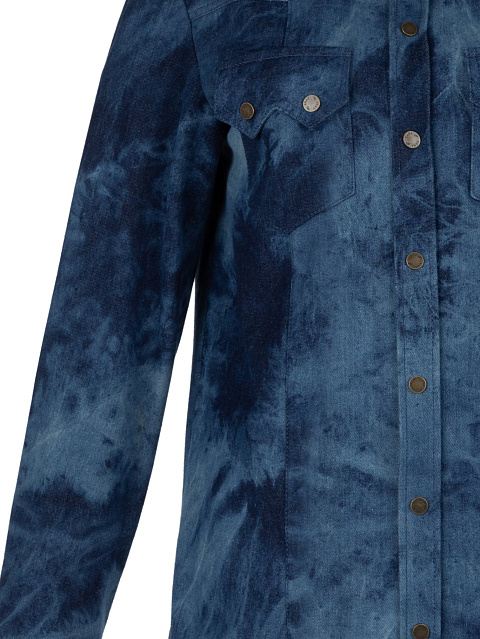 Синяя рубашка из денима с разводами в технике Tie-Dye, 3 Синяя рубашка из денима с разводами в технике Tie-Dye, 3