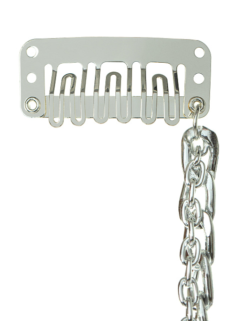 Серебристая заколка для волос с двумя цепочками, 2