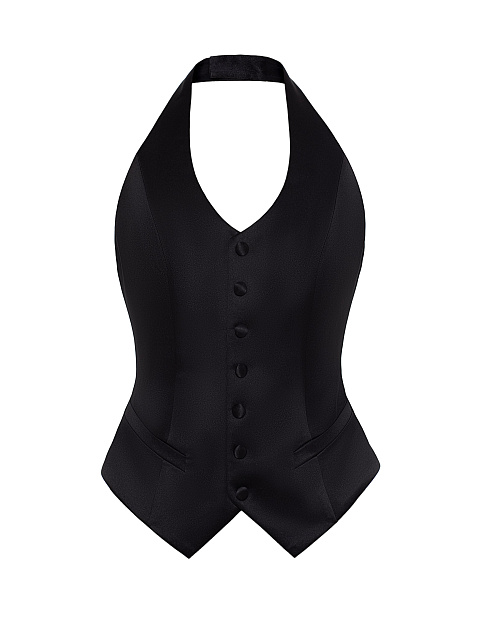 Черный костюм-тройка из жаккарда с кружевом и перьями, 15