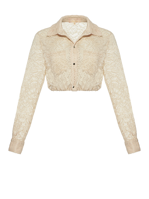 Бежевая укороченная блузка из кружева, 1