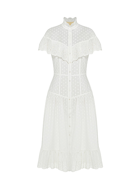 Белое хлопковое платье-миди, 1