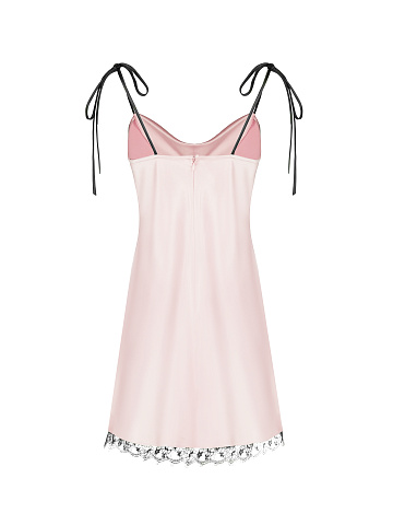 Светло-розовое платье-комбинация с кружевом, 2