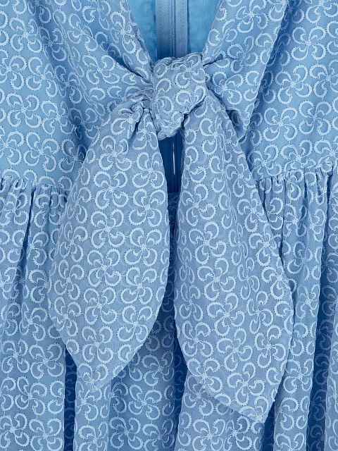 Голубое хлопковое платье-мини, 3