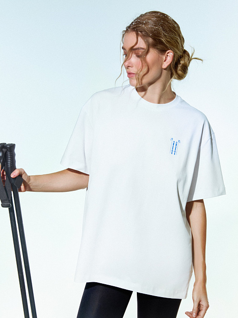 Белая оверсайз-футболка с принтом , 2 Белая оверсайз-футболка с принтом , 2