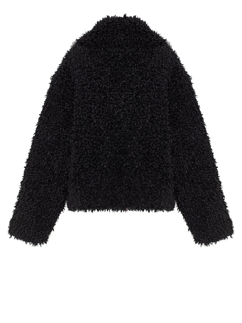 Черный укороченный жакет из эко-меха, 2