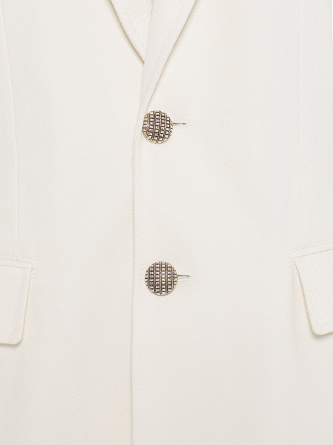 Молочный жакет с фигурным низом и декором из булавок, 4