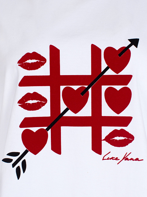 Белая футболка с бархатным принтом, 3 Белая футболка с бархатным принтом, 3