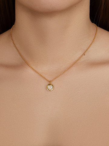 Колье из серебра с позолотой и кулоном с фианитами, 2