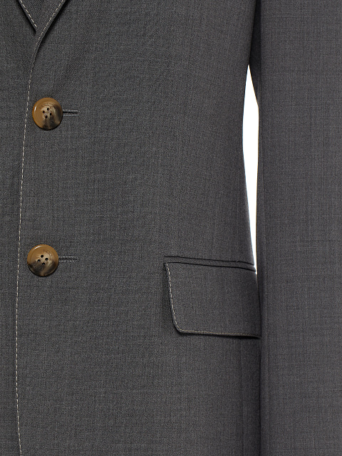 Серый однобортный жакет из шерсти, 6
