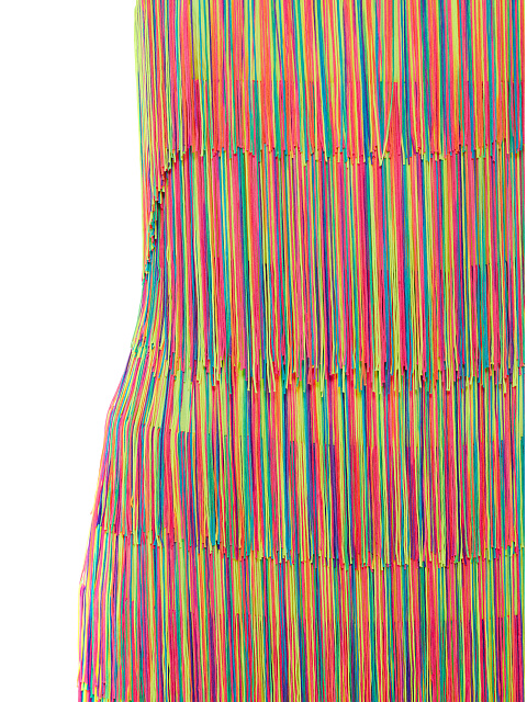 Разноцветное платье-мини с бахромой, 4