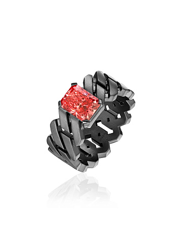 Кольцо из черненого золота с розовым бриллиантом LG, 1