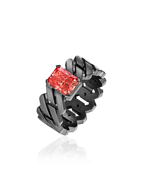 Кольцо из черненого золота с розовым бриллиантом LG, 1 Кольцо из черненого золота с розовым бриллиантом LG, 1