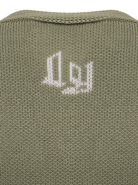 Оливковый оверсайз кардиган с ландышами, 4