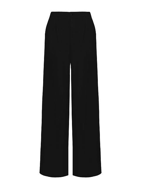 Черный брючный костюм со съемным боа на рукавах, 5