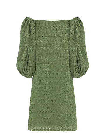 Зеленое платье-миди из хлопка, 2