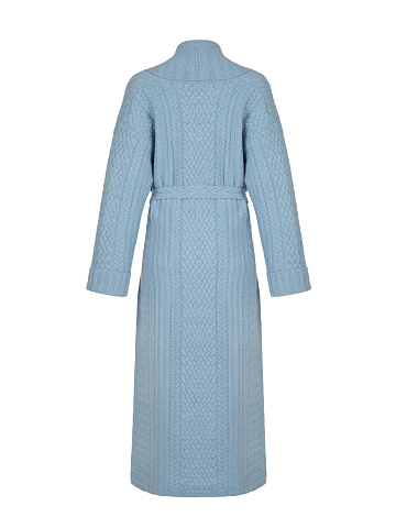 Голубое вязаное пальто из шерсти мериноса и кашемира, 2