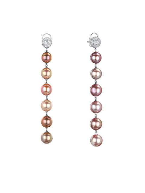 Длинные серьги из белого золота с жемчугом Multicolor, 1