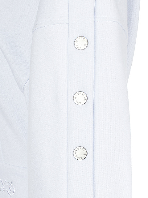 Белая толстовка с баской и кнопками на рукавах, 4