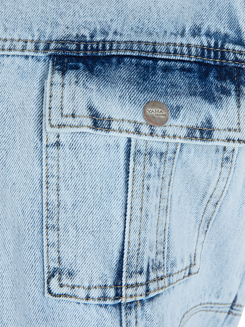 Голубой джинсовый комбинезон с поясом, 5