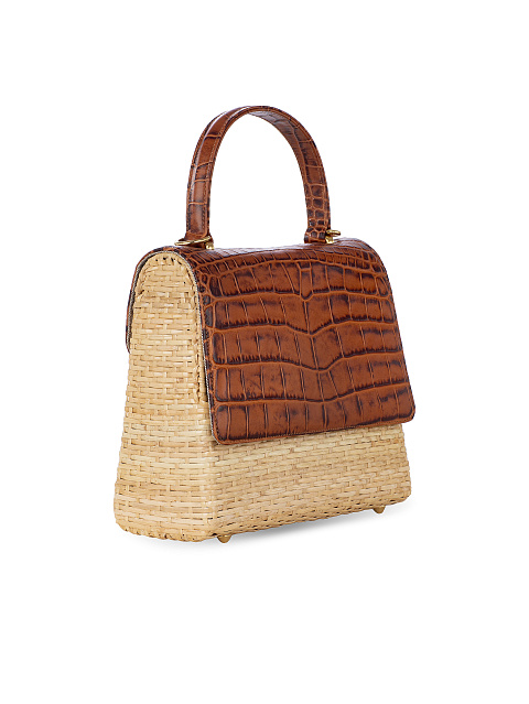 Плетеная сумка с клапаном из кожи крокодила, 2 Плетеная сумка с клапаном из кожи крокодила, 2