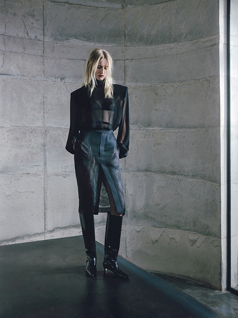 Черная юбка из органзы с кружевом, 3