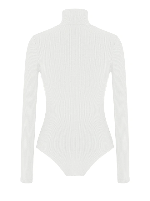 Белое боди из хлопка с высоким горлом, 2